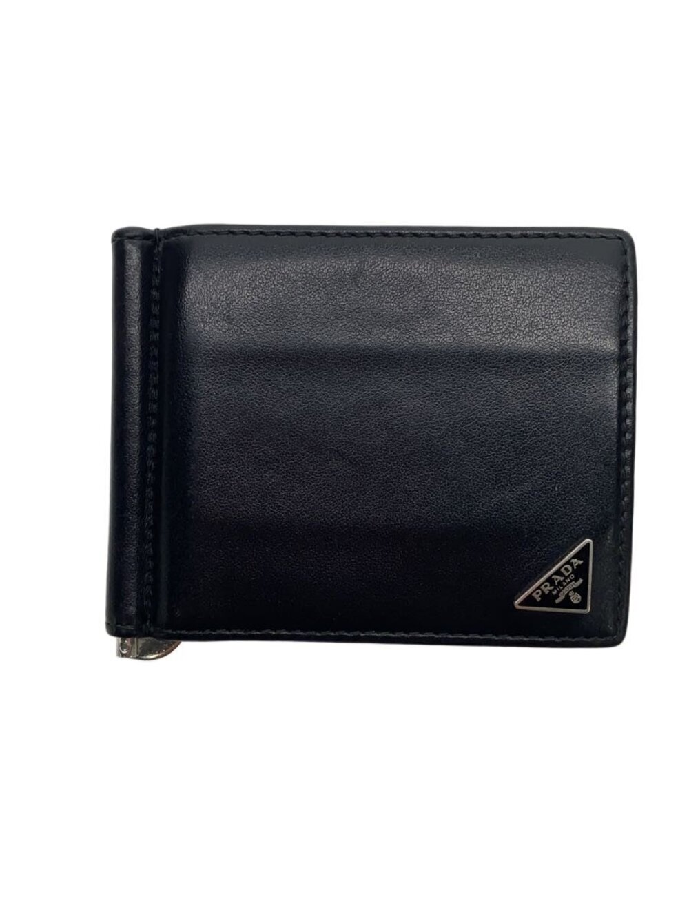 Prada Card Case Wallet Leather Black